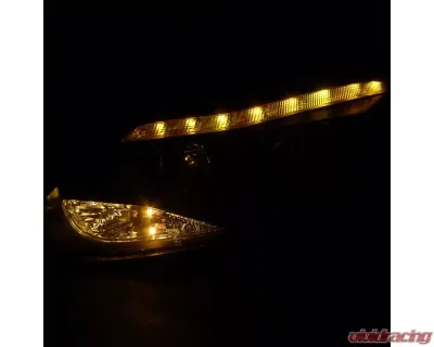 Spec-D Projector Headlights w/ LED Light Strip & LED Turn Signal Lights (Matte Black Housing/Clear Lens) Ford Focus 2012-2014 - 2LHP-FOC12JM-TM