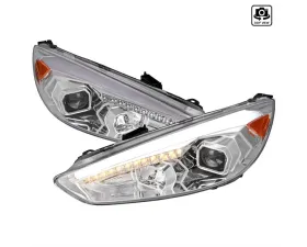 Spec-D Projector Headlights w/ LED Sequential Turn Signal Lights (Chrome Housing/Clear Lens) Ford Focus 2015-2018