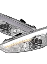 Spec-D Projector Headlights w/ LED Sequential Turn Signal Lights (Chrome Housing/Clear Lens) Ford Focus 2015-2018                                     - 2LHP-FOC15-SQ-TM - Image 10