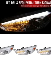Spec-D Projector Headlights w/ LED Sequential Turn Signal Lights (Chrome Housing/Clear Lens) Ford Focus 2015-2018                                     - 2LHP-FOC15-SQ-TM - Image 2