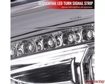 Spec-D Projector Headlights w/ LED Sequential Turn Signal Lights (Chrome Housing/Clear Lens) Ford Focus 2015-2018 - 2LHP-FOC15-SQ-TM