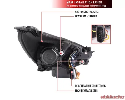 Spec-D Projector Headlights w/ LED Sequential Turn Signal Lights (Chrome Housing/Clear Lens) Ford Focus 2015-2018 - 2LHP-FOC15-SQ-TM