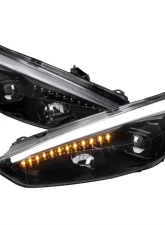 Spec-D Projector Headlights w/ LED Sequential Turn Signal Lights (Jet Black Housing/Clear Lens) Ford Focus 2015-2018                                     - 2LHP-FOC15BK-SQ-TM - Image 10