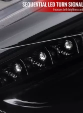 Spec-D Projector Headlights w/ LED Sequential Turn Signal Lights (Jet Black Housing/Clear Lens) Ford Focus 2015-2018                                     - 2LHP-FOC15BK-SQ-TM - Image 5