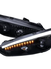 Spec-D Projector Headlights w/ LED Sequential Turn Signal Lights (Glossy Black Housing/Smoke Lens) Ford Focus 2015-2018                                     - 2LHP-FOC15G-SQ-TM - Image 10