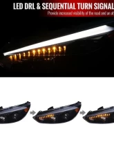 Spec-D Projector Headlights w/ LED Sequential Turn Signal Lights (Glossy Black Housing/Smoke Lens) Ford Focus 2015-2018                                     - 2LHP-FOC15G-SQ-TM - Image 2