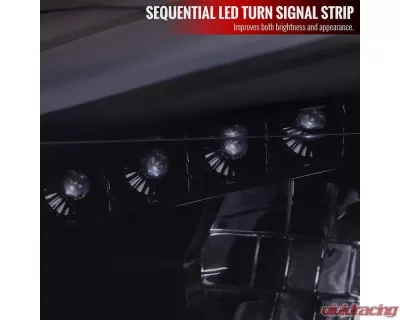 Spec-D Projector Headlights w/ LED Sequential Turn Signal Lights (Glossy Black Housing/Smoke Lens) Ford Focus 2015-2018 - 2LHP-FOC15G-SQ-TM