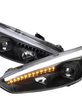 Spec-D Projector Headlights w/ LED Sequential Turn Signal Lights (Matte Black Housing/Clear Lens) Ford Focus 2015-2018                                     - 2LHP-FOC15JM-SQ-TM - Image 10