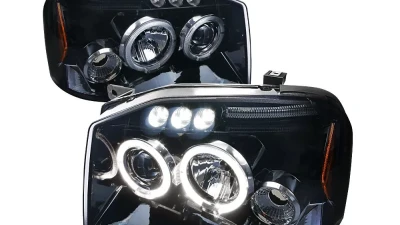 Spec-D Dual Halo Projector Headlights (Glossy Black Housing/Smoked Lens) Nissan Frontier 2001-2004                                     - 2LHP-FRO01G-TM - Image 9