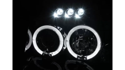 Spec-D Dual Halo Projector Headlights (Glossy Black Housing/Smoked Lens) Nissan Frontier 2001-2004                                     - 2LHP-FRO01G-TM - Image 2