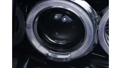 Spec-D Dual Halo Projector Headlights (Glossy Black Housing/Smoked Lens) Nissan Frontier 2001-2004                                     - 2LHP-FRO01G-TM - Image 3