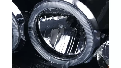 Spec-D Dual Halo Projector Headlights (Glossy Black Housing/Smoked Lens) Nissan Frontier 2001-2004                                     - 2LHP-FRO01G-TM - Image 4