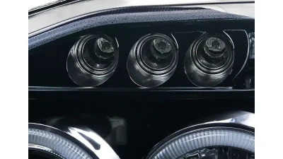 Spec-D Dual Halo Projector Headlights (Glossy Black Housing/Smoked Lens) Nissan Frontier 2001-2004                                     - 2LHP-FRO01G-TM - Image 5