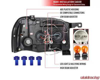 Spec-D Dual Halo Projector Headlights (Glossy Black Housing/Smoked Lens) Nissan Frontier 2001-2004 - 2LHP-FRO01G-TM