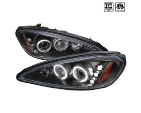 Spec-D Dual Halo Projector Headlights w/ LED Accent Lights (Matte Black Housing/Clear Lens) Pontiac Grand AM 1999-2005