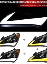 Spec-D Sequential LED Bar Projector Headlights (Matte Black Housing/Clear Lens) Hyundai Genesis Coupe 2010-2012                                     - 2LHP-GENS210JM-OZ - Image 3