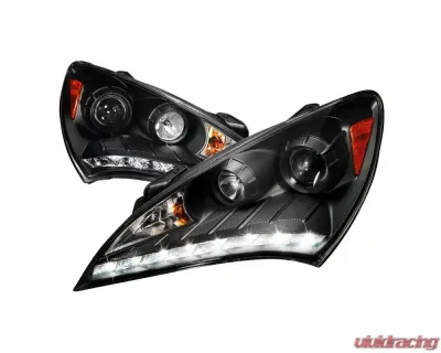 Spec-D Projector Headlights w/ SMD LED Light Strip (Matte Black Housing/Clear Lens) Hyundai Genesis Coupe 2010-2012 - 2LHP-GENS210JM-V2-TM