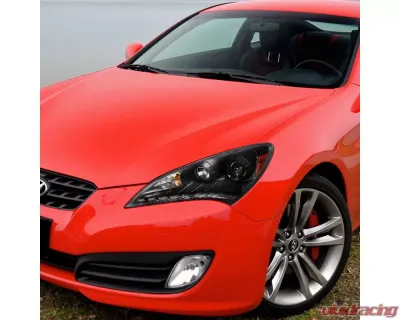Spec-D Projector Headlights w/ SMD LED Light Strip (Matte Black Housing/Clear Lens) Hyundai Genesis Coupe 2010-2012 - 2LHP-GENS210JM-V2-TM