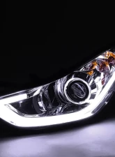 Spec-D LED Bar Projector Headlights (Chrome Housing/Clear Lens) Hyundai Elantra 2011-2013                                     - 2LHP-HTRA11-TM - Image 2