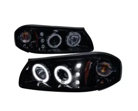 Spec-D Dual Halo Projector Headlights w/ LED Accent Lights (Glossy Black Housing/Smoke Lens) Chevrolet Impala 2000-2005