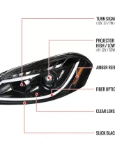 Spec-D LED Bar Projector Headlights (Jet Black Housing/Clear Lens) Chevrolet Impala | Monte Carlo 2006-2015                                     - 2LHP-IPA06BK-TM - Image 9