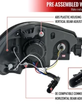 Spec-D LED Bar Projector Headlights (Glossy Black Housing/Smoked Lens) Chevrolet Impala | Monte Carlo 2006-2015                                     - 2LHP-IPA06G-TM - Image 8