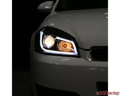 Spec-D LED Bar Projector Headlights (Matte Black Housing/Clear Lens) Chevrolet Impala | Monte Carlo 2006-2015 - 2LHP-IPA06JM-TM