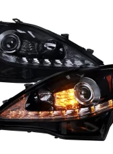 Spec-D SMD LED Light Strip Projector Headlights w/ Sequential Turn Signals (Glossy Black Housing/Smoked Lens) Lexus IS250 | IS350 2006-2010                                     - 2LHP-IS25006G-SQ-TM - Image 10