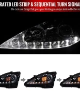 Spec-D SMD LED Light Strip Projector Headlights w/ Sequential Turn Signals (Glossy Black Housing/Smoked Lens) Lexus IS250 | IS350 2006-2010                                     - 2LHP-IS25006G-SQ-TM - Image 2