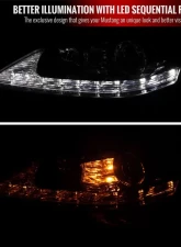 Spec-D SMD LED Light Strip Projector Headlights w/ Sequential Turn Signals (Glossy Black Housing/Smoked Lens) Lexus IS250 | IS350 2006-2010                                     - 2LHP-IS25006G-SQ-TM - Image 3