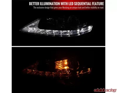 Spec-D SMD LED Light Strip Projector Headlights w/ Sequential Turn Signals (Glossy Black Housing/Smoked Lens) Lexus IS250 | IS350 2006-2010 - 2LHP-IS25006G-SQ-TM