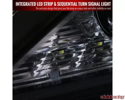 Spec-D SMD LED Light Strip Projector Headlights w/ Sequential Turn Signals (Glossy Black Housing/Smoked Lens) Lexus IS250 | IS350 2006-2010 - 2LHP-IS25006G-SQ-TM