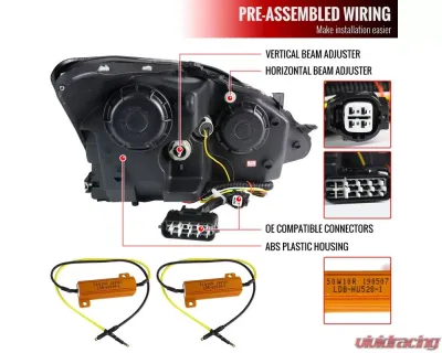 Spec-D SMD LED Light Strip Projector Headlights w/ Sequential Turn Signals (Glossy Black Housing/Smoked Lens) Lexus IS250 | IS350 2006-2010 - 2LHP-IS25006G-SQ-TM