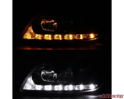Spec-D Projector Headlights w/ LED Light Strip & LED Turn Signal Lights (Matte Black Housing/Clear Lens) Lexus IS300 2001-2005 - 2LHP-IS30001JM-TM