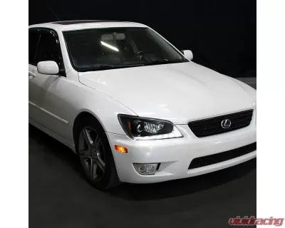 Spec-D Projector Headlights w/ LED Light Strip & LED Turn Signal Lights (Matte Black Housing/Clear Lens) Lexus IS300 2001-2005 - 2LHP-IS30001JM-TM