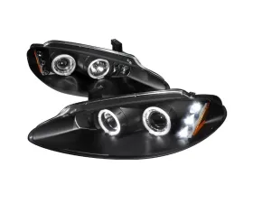 Spec-D Dual Halo Projector HeadLights w/ LED Accent Lights (Matte Black Housing/Clear Lens) Dodge Intrepid 1998-2004