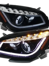 Spec-D LED Bar Projector Headlights w/ LED Turn Signal Lights (Glossy Black Housing/Smoked Lens) Chevrolet Malibu 2008-2012                                     - 2LHP-MBU08G-TM - Image 10