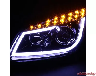 Spec-D LED Bar Projector Headlights w/ LED Turn Signal Lights (Glossy Black Housing/Smoked Lens) Chevrolet Malibu 2008-2012 - 2LHP-MBU08G-TM