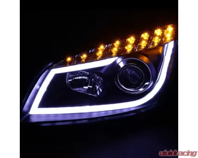 Spec-D LED Bar Projector Headlights w/ LED Turn Signal Lights (Matte Black Housing/Clear Lens) Chevrolet Malibu 2008-2012 - 2LHP-MBU08JM-TM