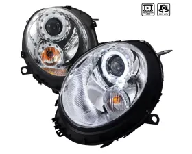 Spec-D Single Halo Projector Headlights (Chrome Housing/Clear Lens) Mini Cooper | Cooper S 2007-2015