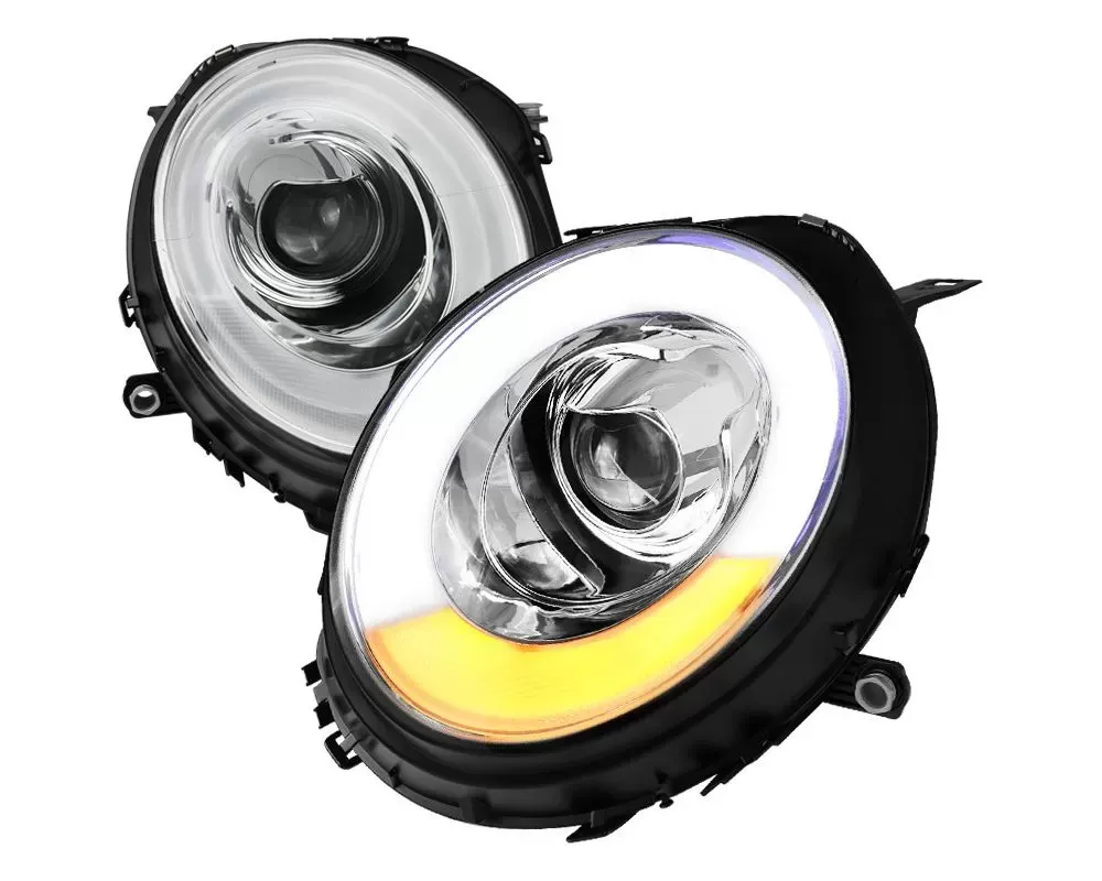 Spec-D Projector Headlights w/ LED Turn Signal Lights (Chrome Housing/Clear Lens) Mini Cooper | Cooper S 2007-2015 - 2LHP-MINI06-V2-TM
