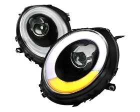 Spec-D Projector Headlights w/ LED Turn Signal Lights (Matte Black Housing/Clear Lens) Mini Cooper | Cooper S 2007-2015