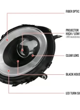 Spec-D Projector Headlights w/ LED Turn Signal Lights (Matte Black Housing/Clear Lens) Mini Cooper | Cooper S 2007-2015                                     - 2LHP-MINI06JM-V2-TM - Image 9