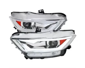 Spec-D LED Bar Xenon HID Projector Headlights (Chrome Housing/Clear Lens) Ford Mustang | Shelby 2015-2020
