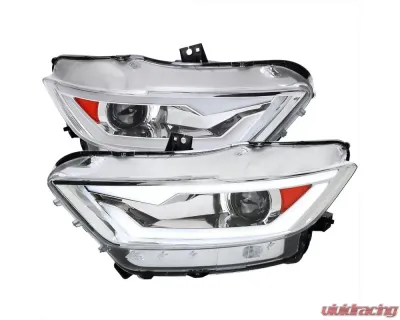 Spec-D LED Turn Signal Projector Headlights (Chrome Housing/Clear Lens) Ford Mustang | Shelby 2015-2020 - 2LHP-MST15-SQ-RS