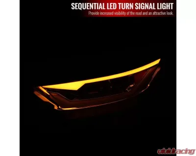 Spec-D LED Turn Signal Projector Headlights (Chrome Housing/Clear Lens) Ford Mustang | Shelby 2015-2020 - 2LHP-MST15-SQ-RS
