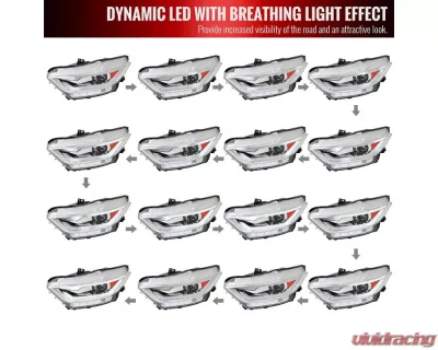 Spec-D LED Turn Signal Projector Headlights (Chrome Housing/Clear Lens) Ford Mustang | Shelby 2015-2020 - 2LHP-MST15-SQ-RS