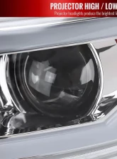 Spec-D LED Turn Signal Projector Headlights (Chrome Housing/Clear Lens) Ford Mustang | Shelby 2015-2020                                     - 2LHP-MST15-SQ-RS - Image 5