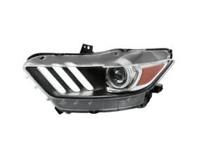 Spec-D LED Strip Xenon HID Projector Headlights - Driver Side Only (Matte Black Housing/Clear Lens) Ford Mustang | Shelby 2015-2020