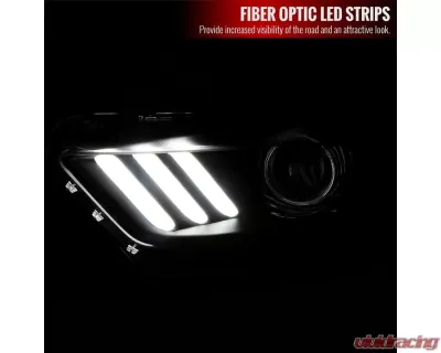 Spec-D LED Strip Xenon HID Projector Headlights - Driver Side Only (Matte Black Housing/Clear Lens) Ford Mustang | Shelby 2015-2020 - 2LHP-MST15JM-L-RO